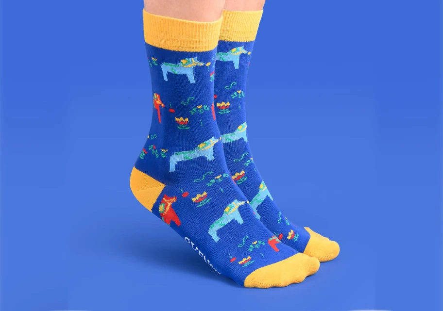 Socks Blue Dala horse